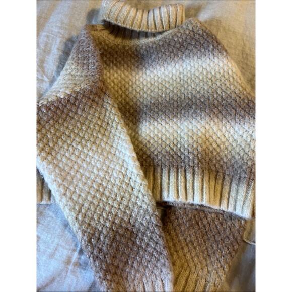 Zara Sweater Girls 9/10 Beige Long Sleeve Turtle Neck Casual Knit Wool Blend - Picture 7 of 8